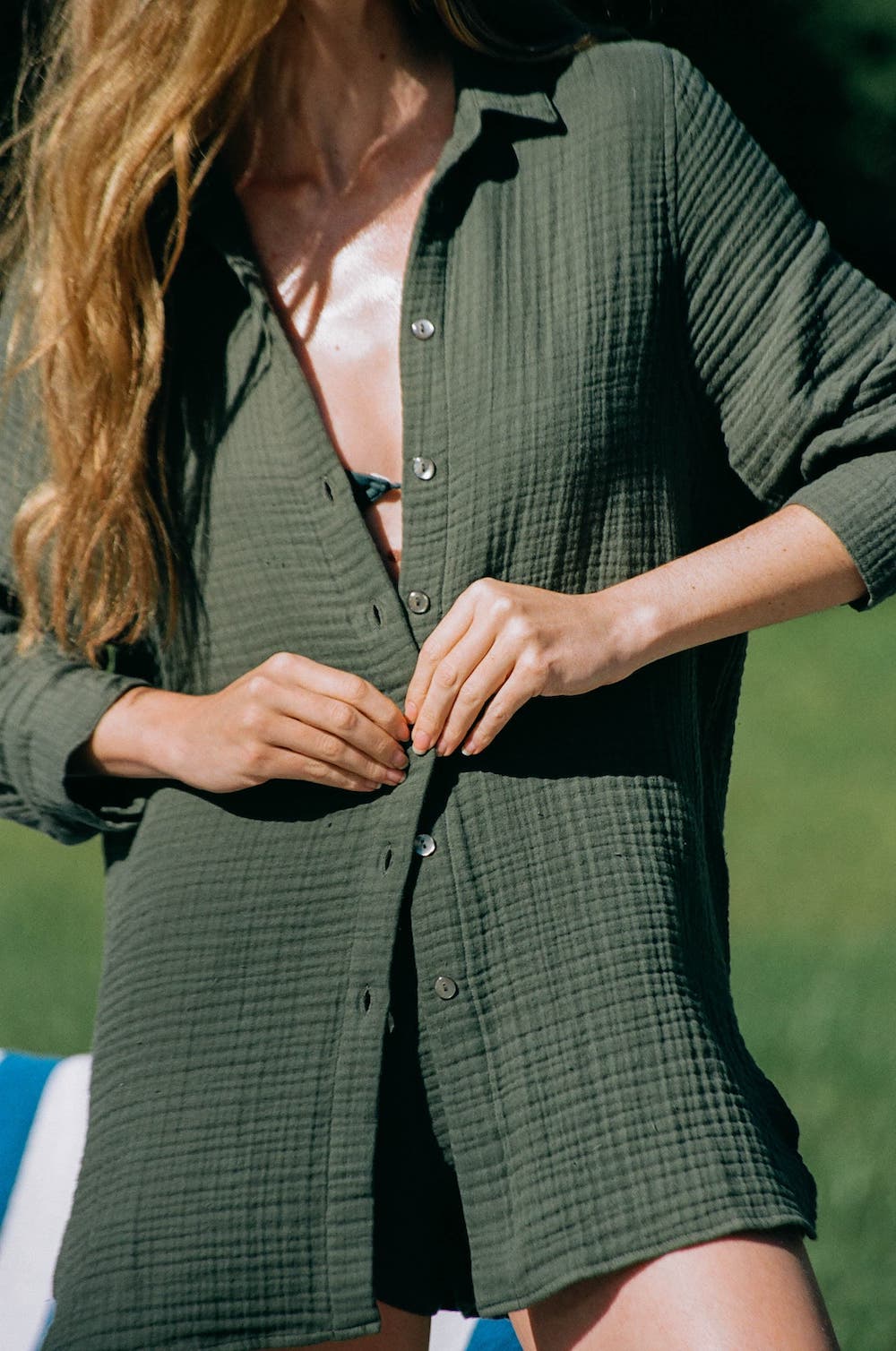 Pru Oversized Button Down - Basil