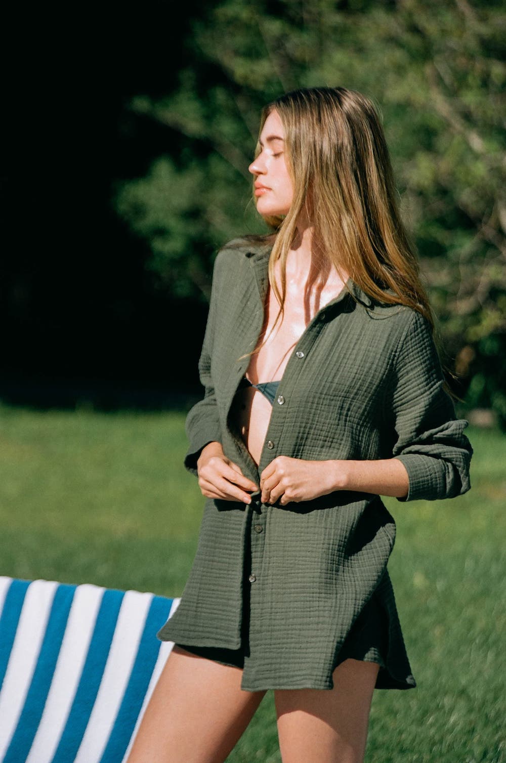 Pru Oversized Button Down - Basil