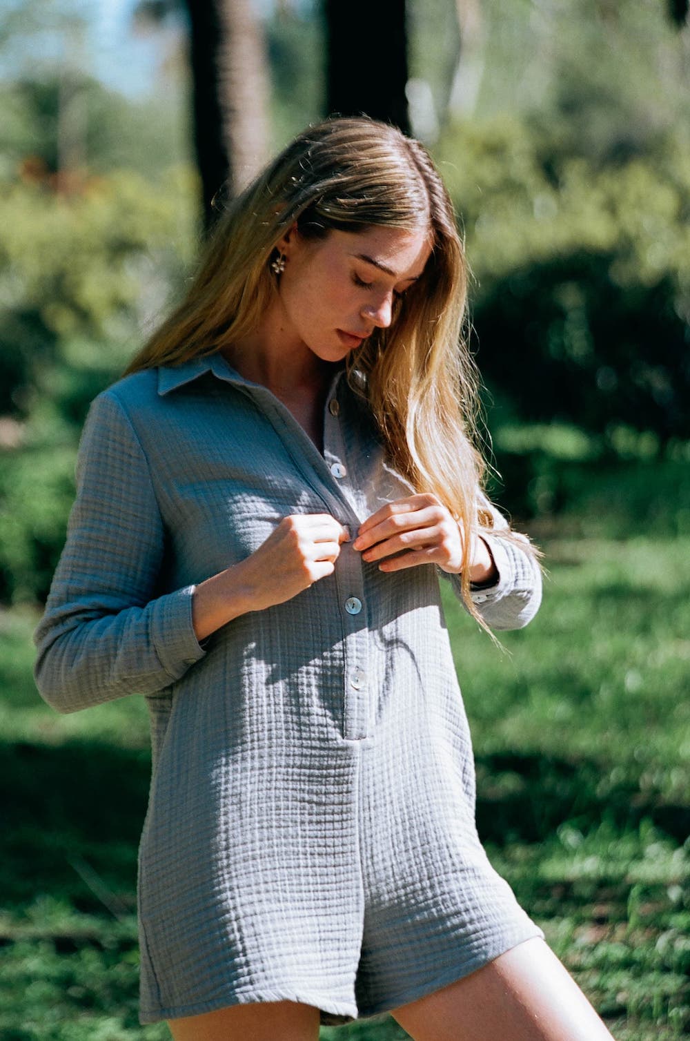Piper Long Sleeve Playsuit - Misty Gray