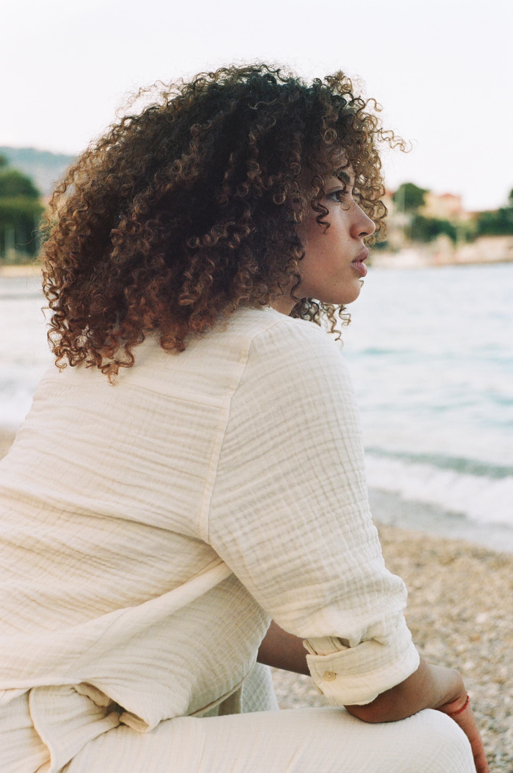 Cropped Pru Button Down - Natural