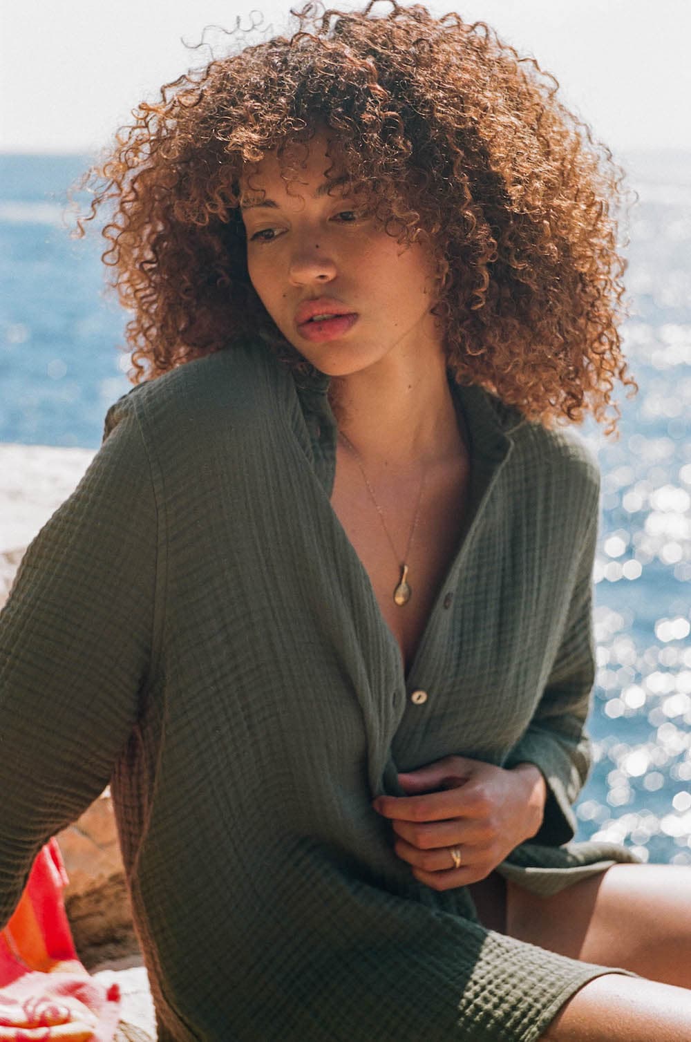 Pru Oversized Button Down - Basil