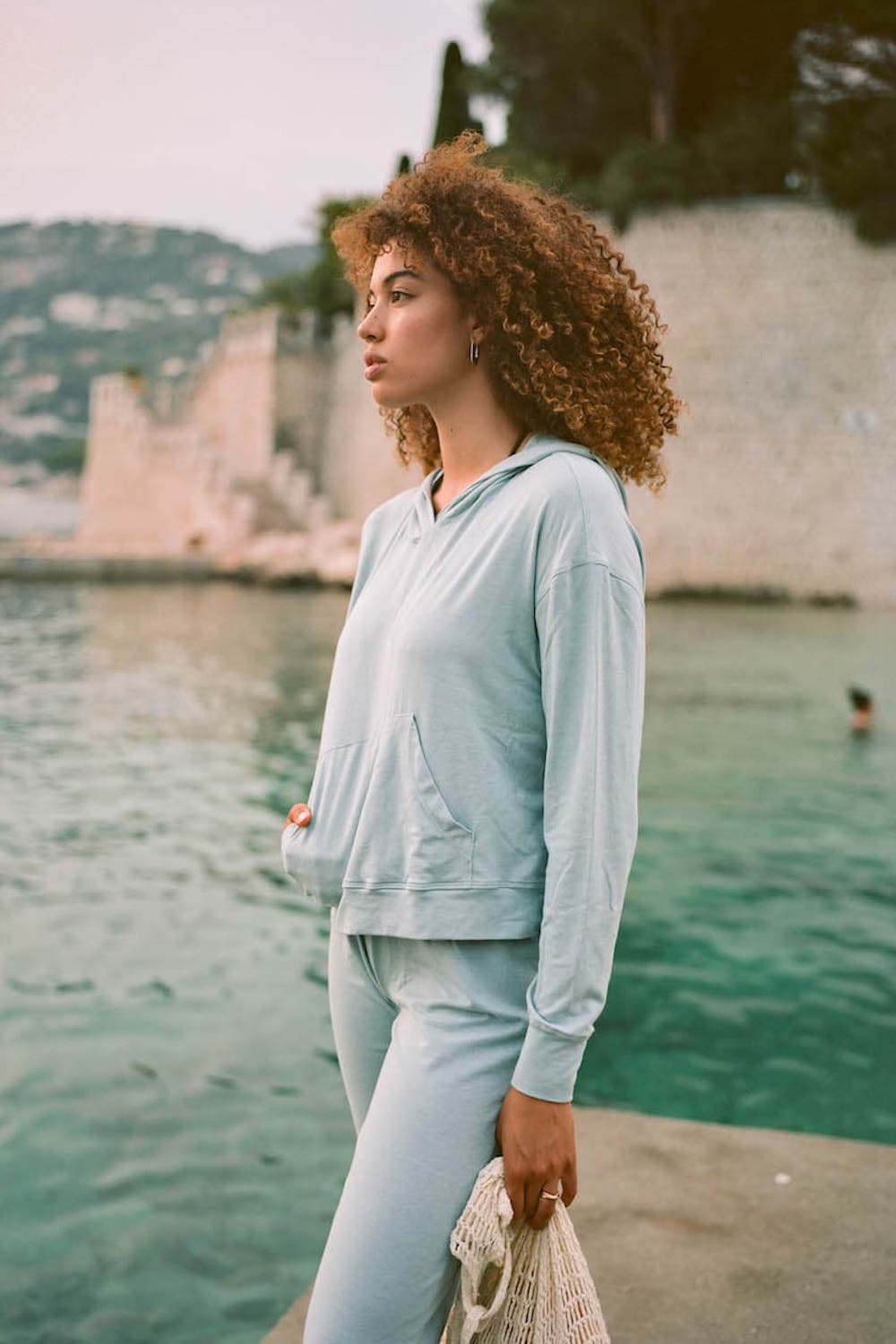 Cropped Sun Hoodie - Powder Blue
