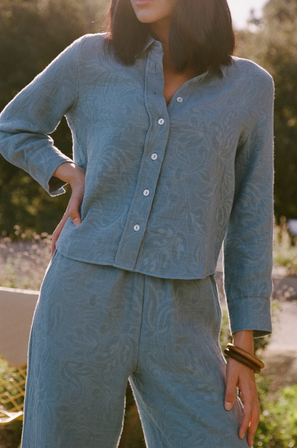 Floral Cropped Pru Button Down
