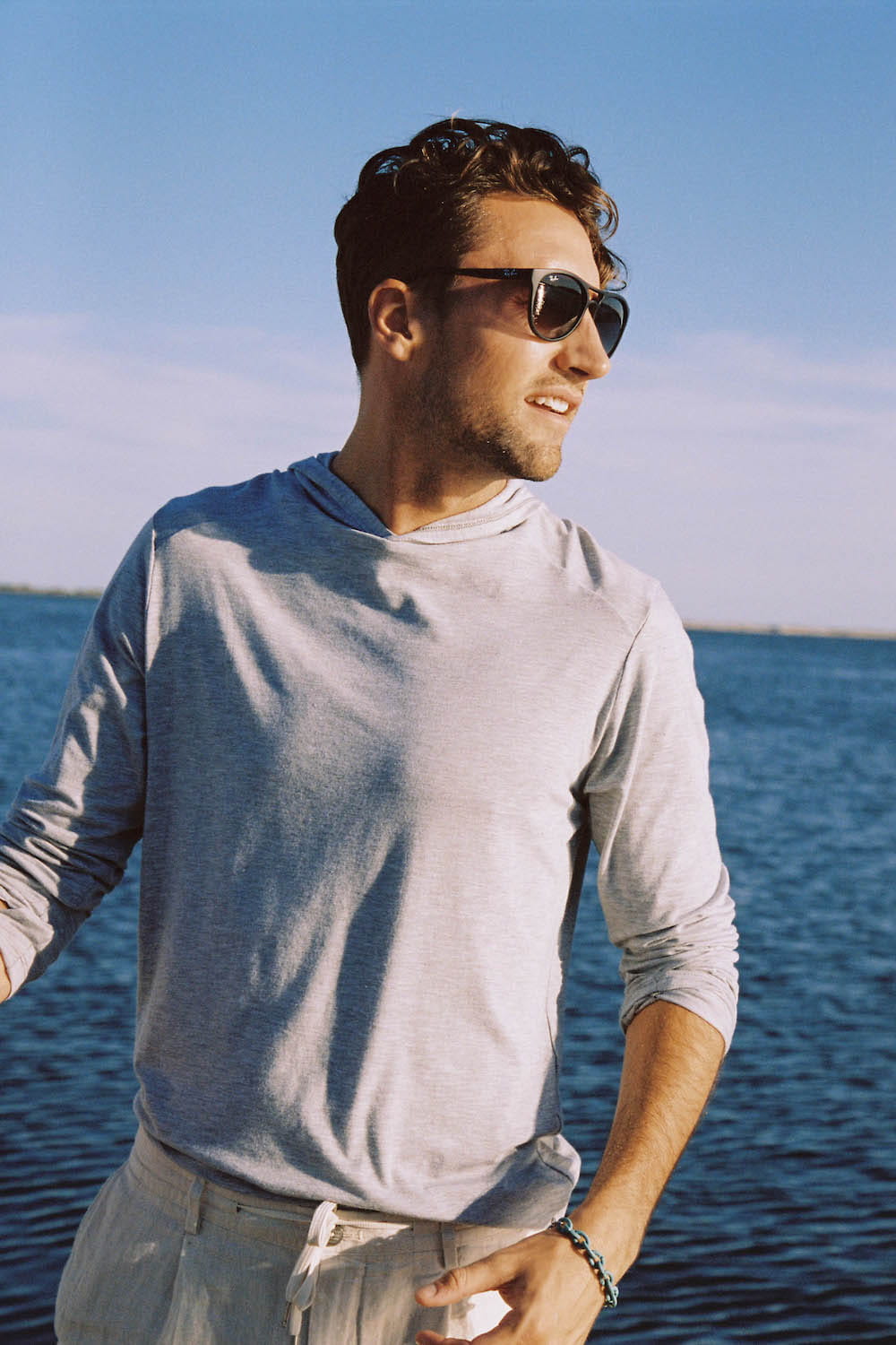 sun protective upf coop sun hoodie in heather gray