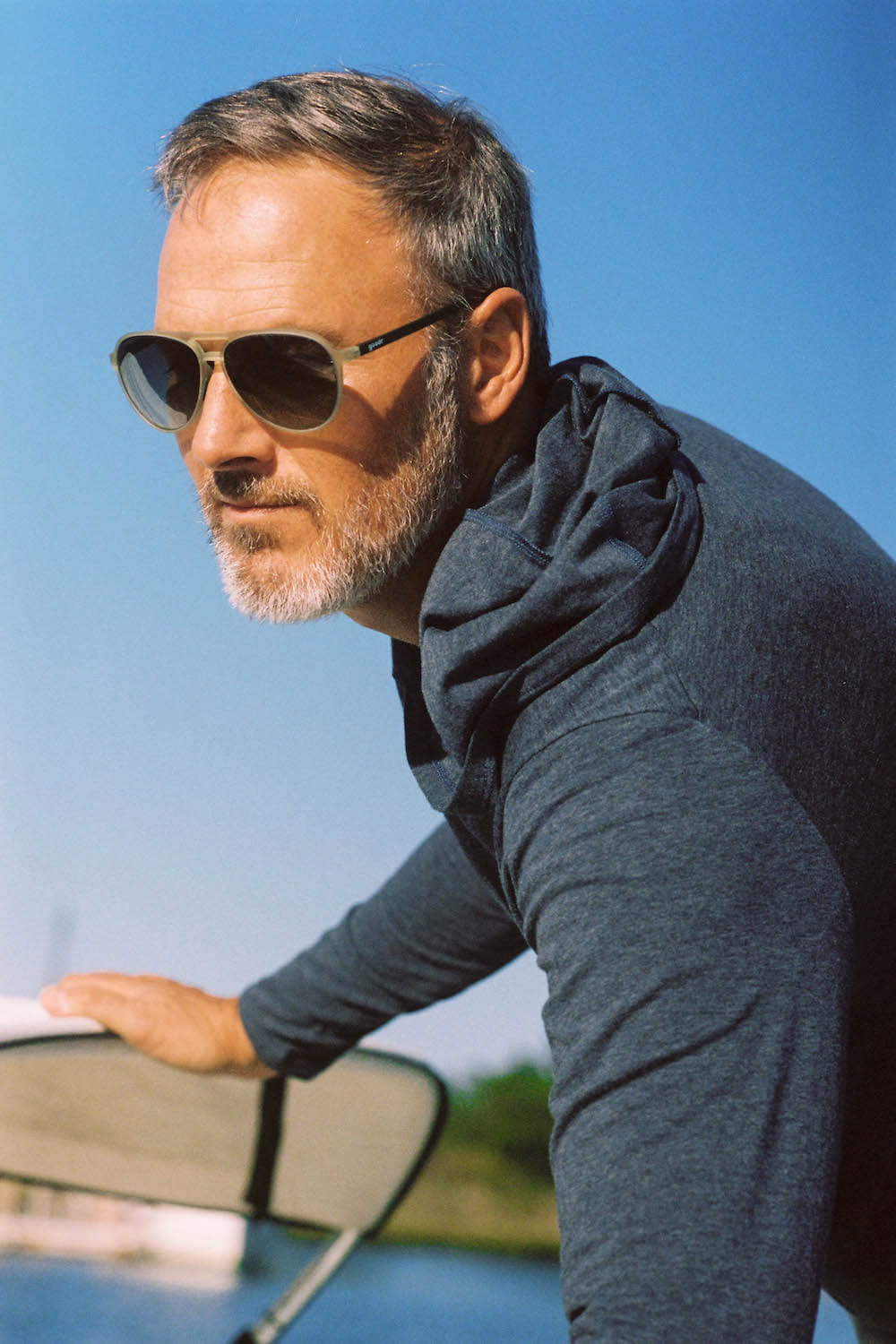 sun protective upf coop sun hoodie in heather lake