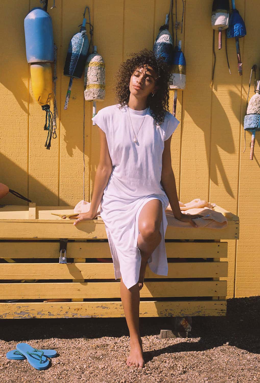 sun protective upf paige midi dress in white