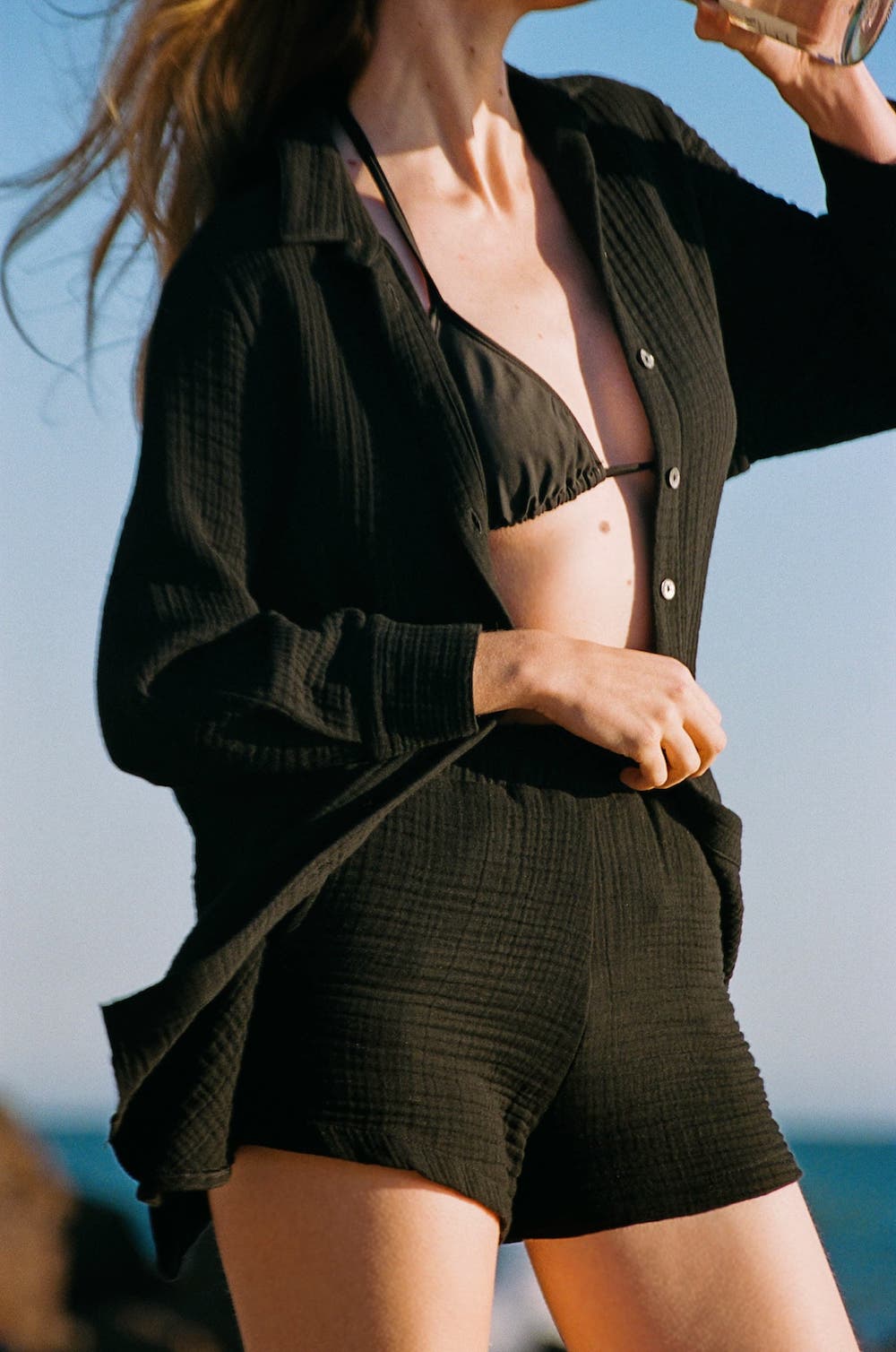 Pru Oversized Button Down - Black