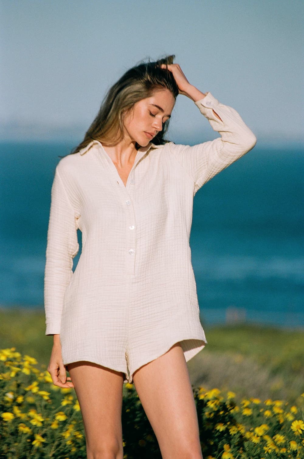 Piper Long Sleeve Playsuit - Natural