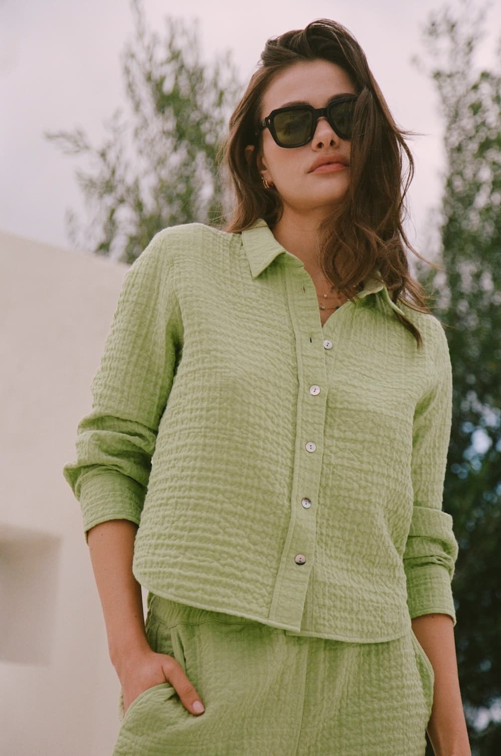 Cropped Pru Button Down