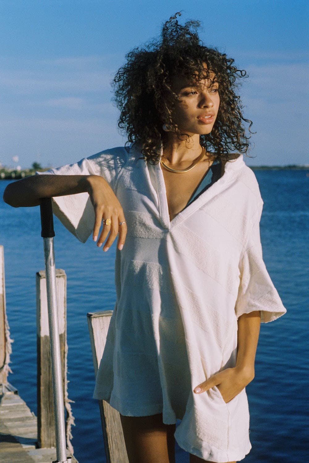 sun protective UPF seaside terry cover up in natural