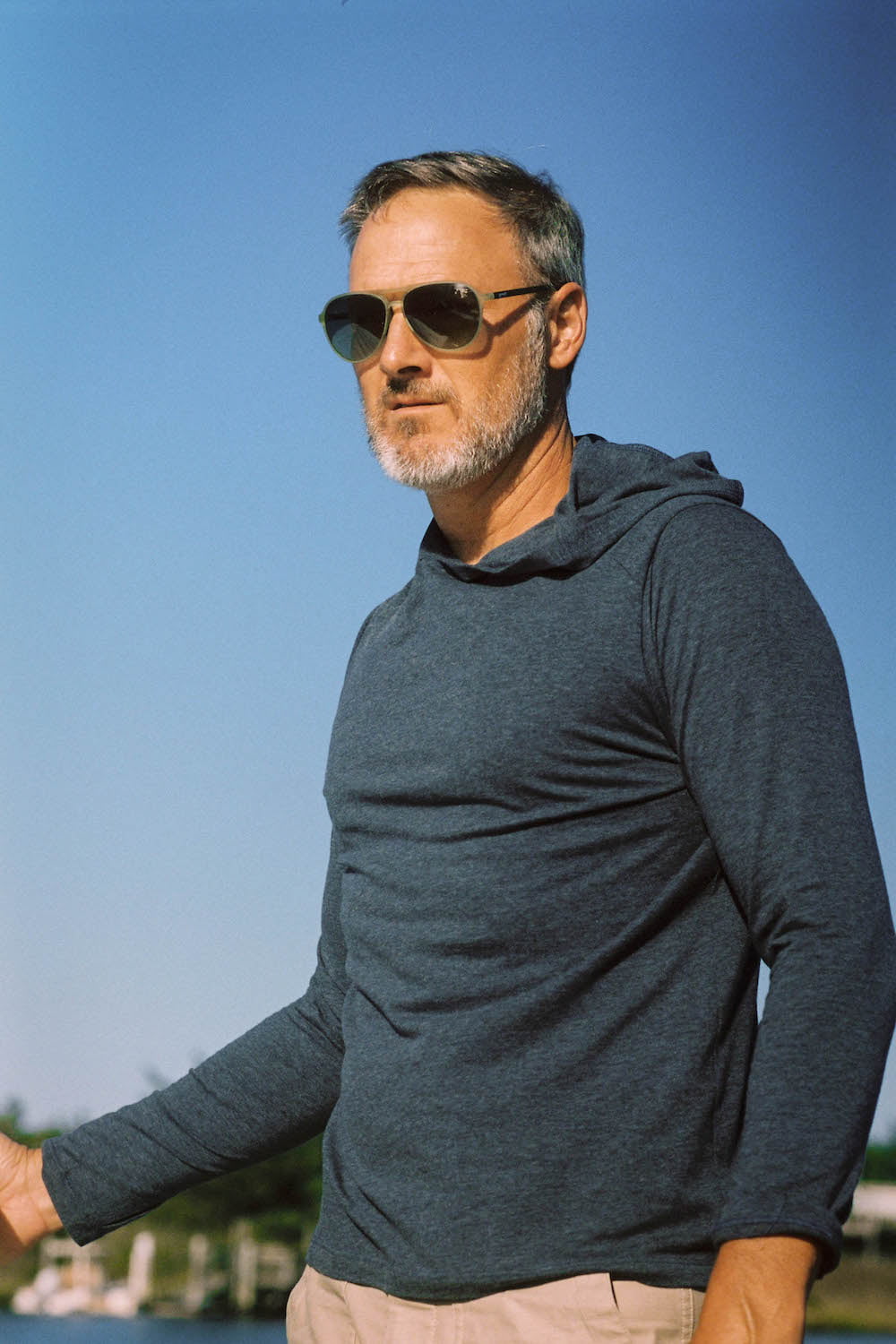 sun protective upf coop sun hoodie in heather lake