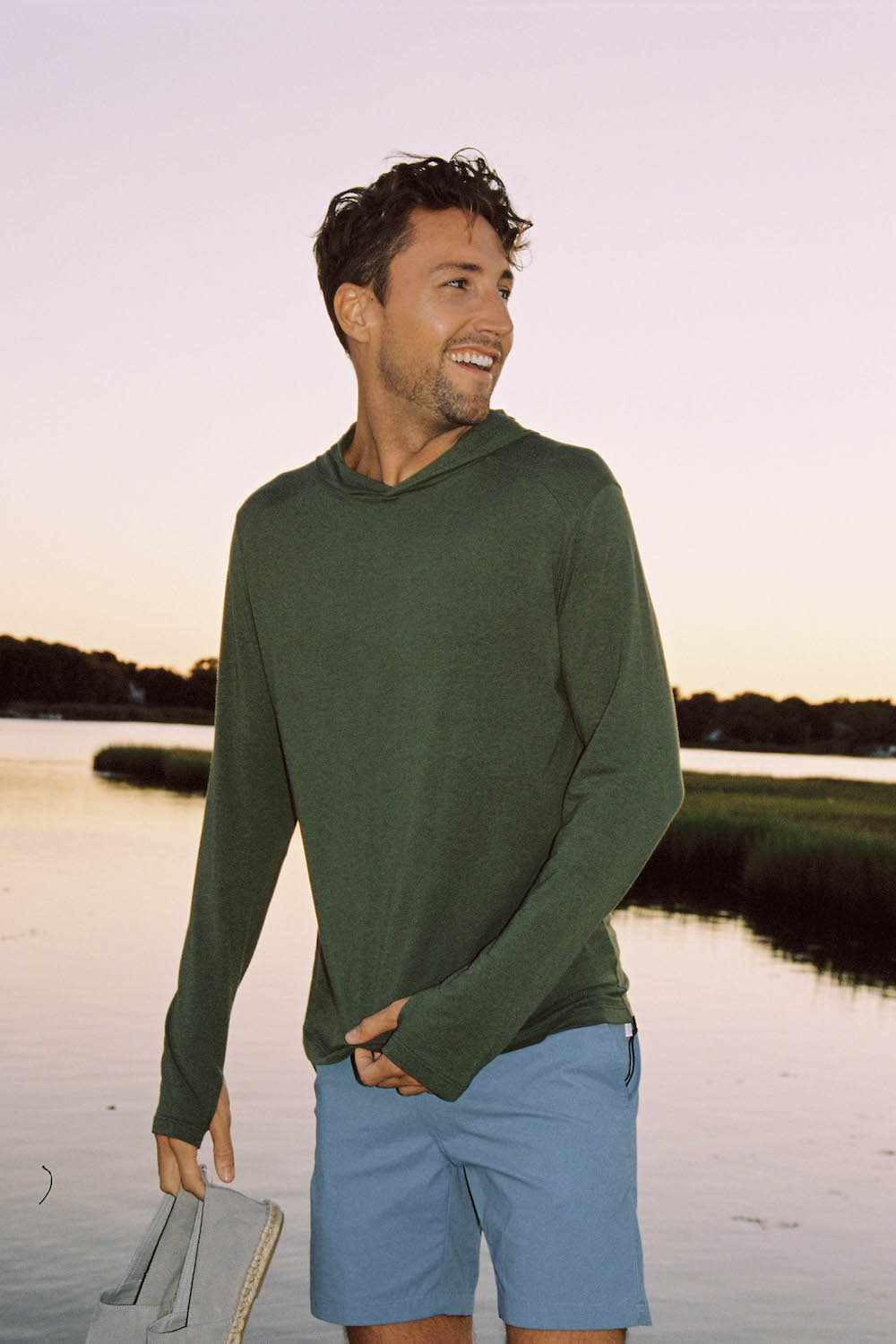 sun protective upf coop sun hoodie in moss