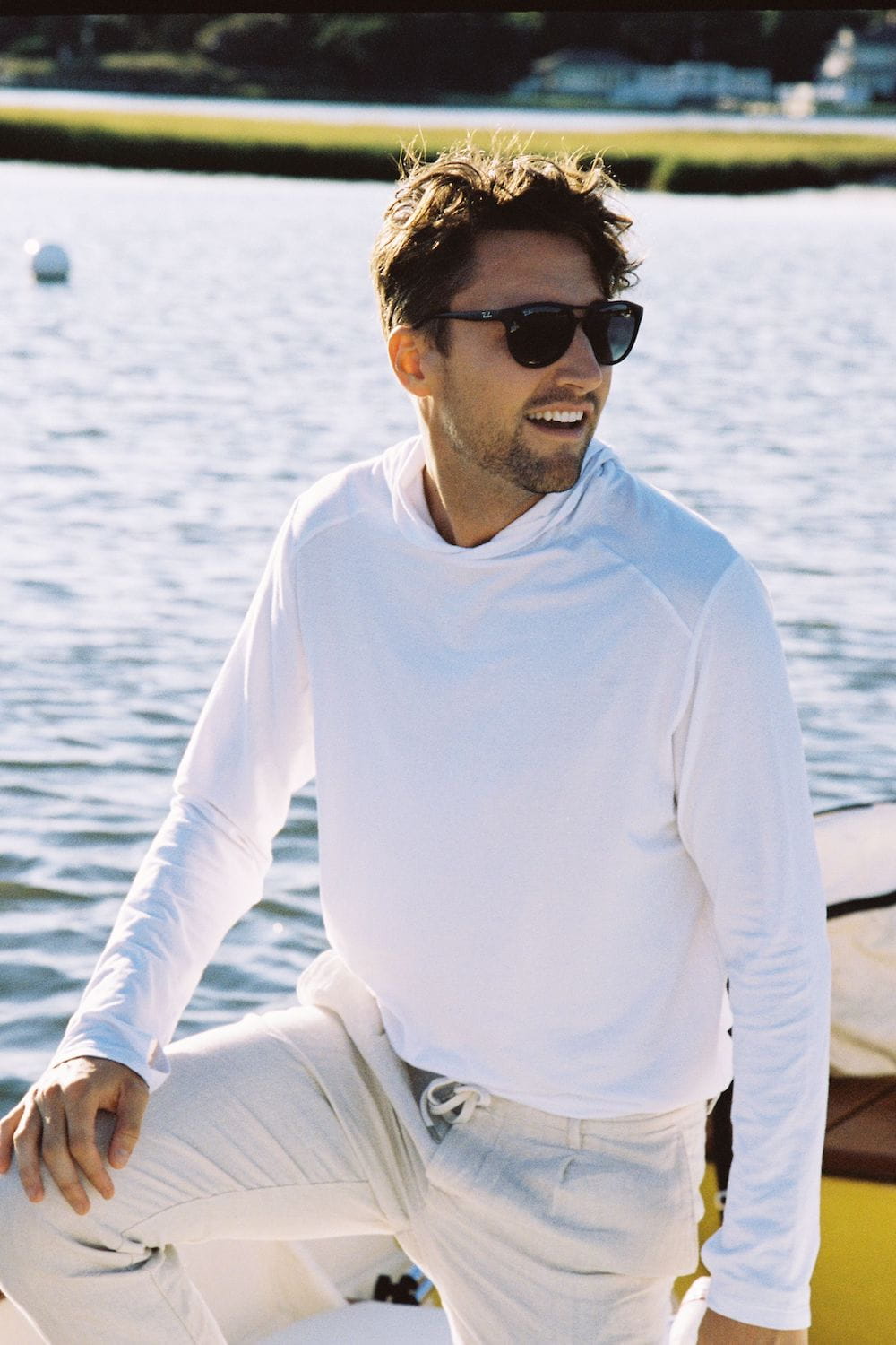 sun protective upf coop sun hoodie in white