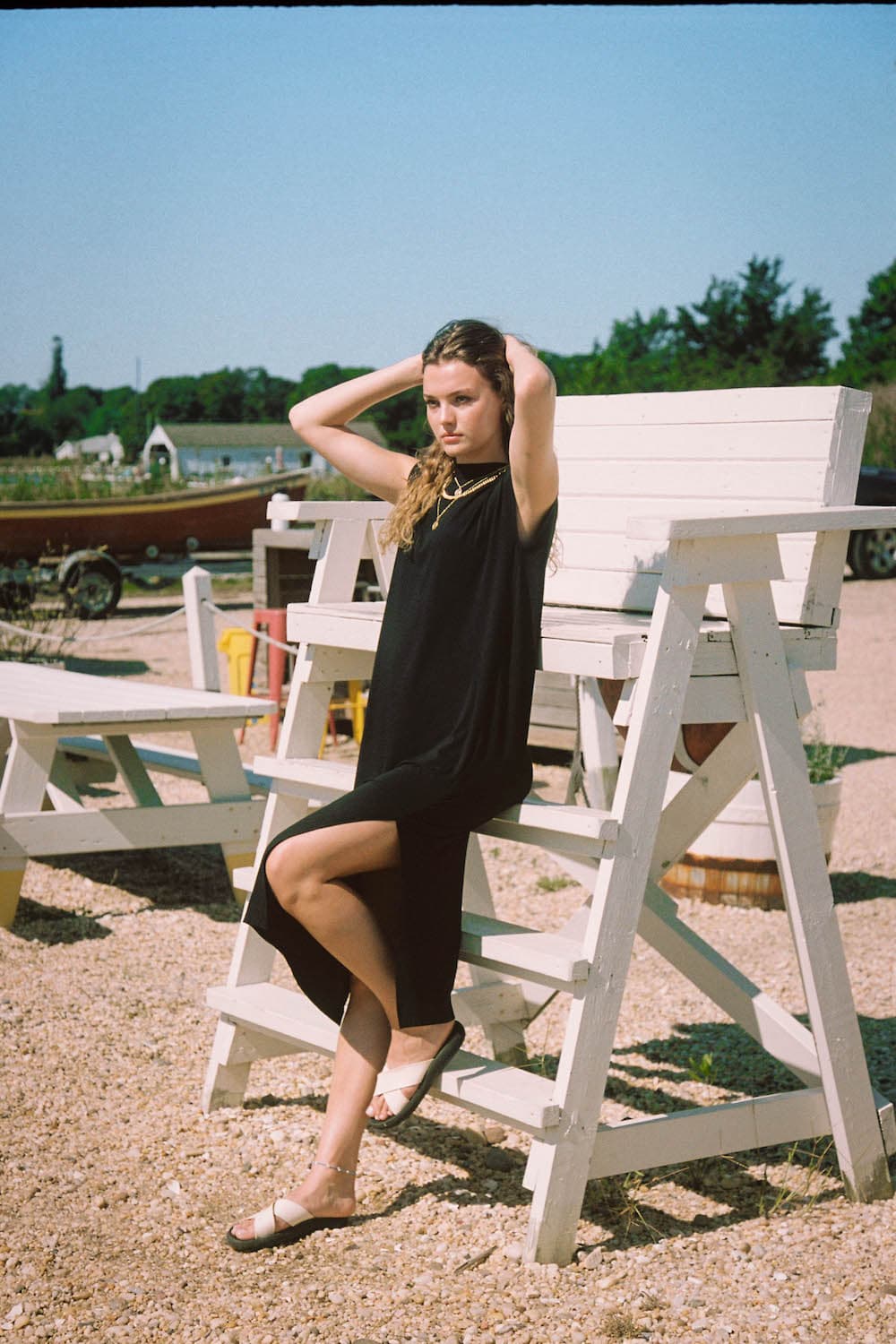 sun protective upf paige midi dress in black