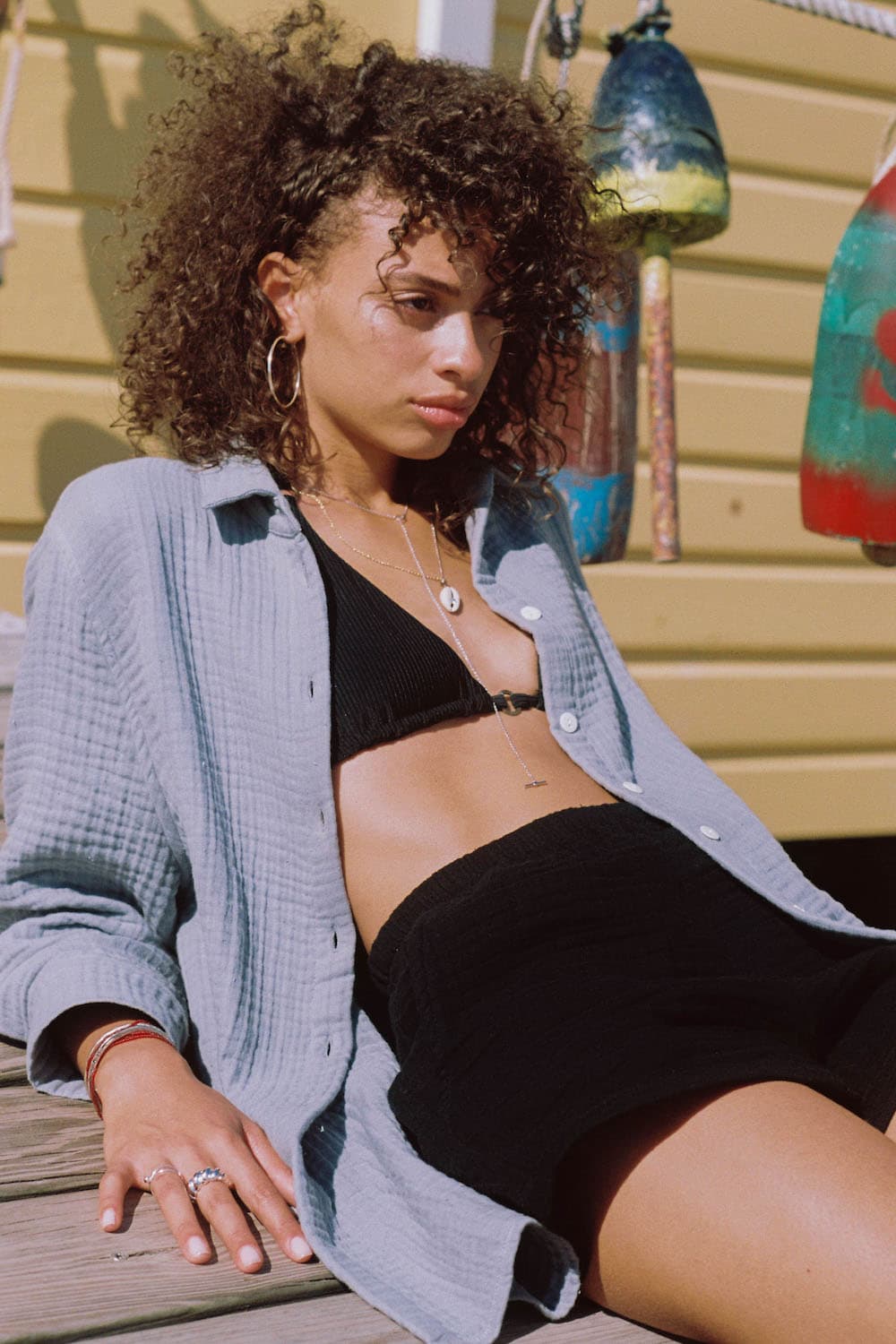 sun protective upf pru oversized button down in misty gray