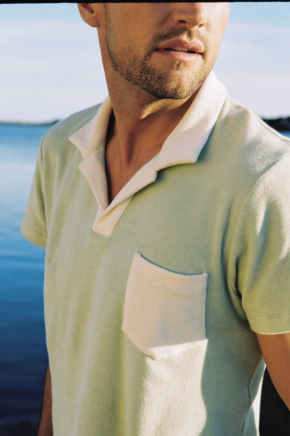 sun protective upf wyatt terry polo in aloe natural