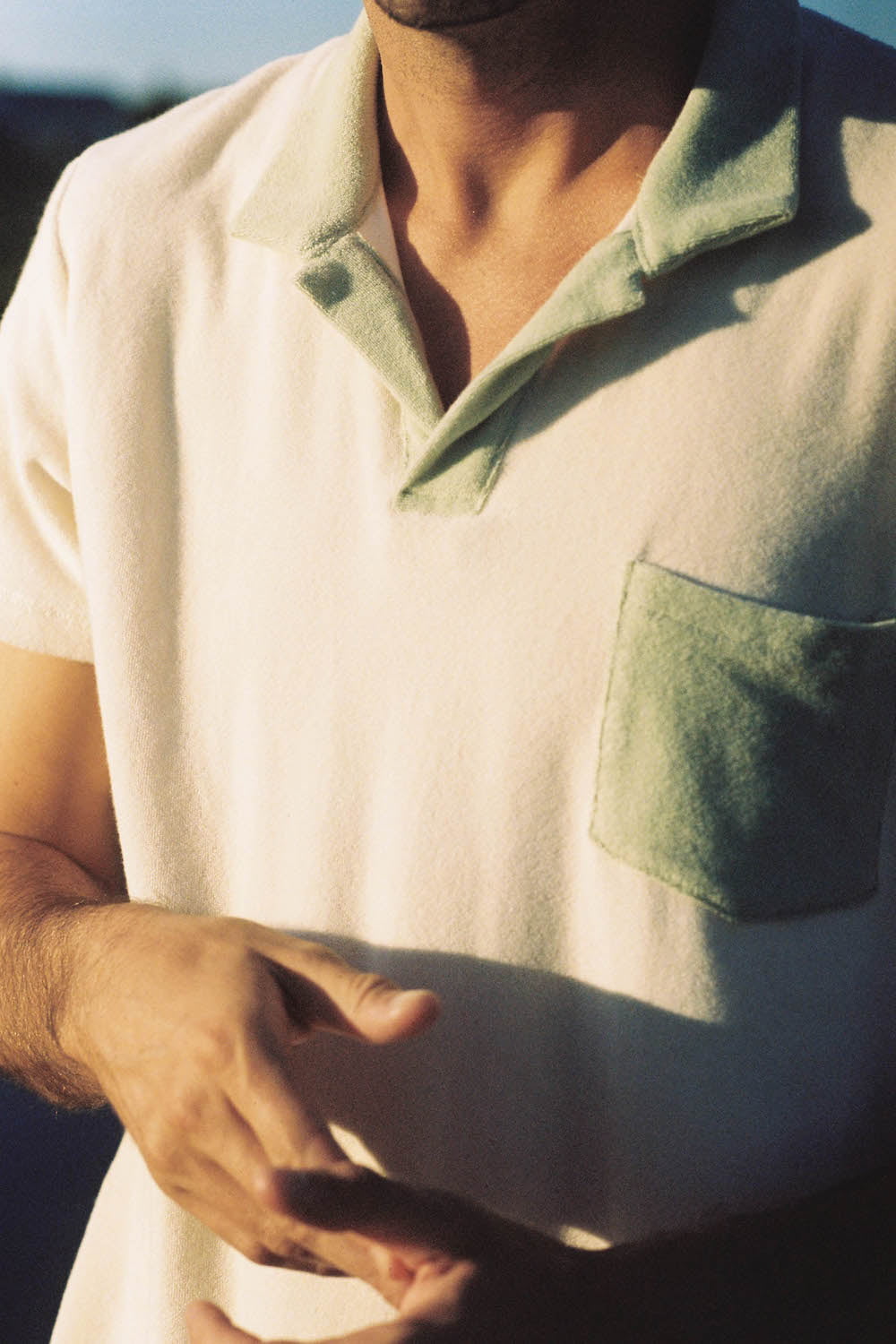 sun protective upf wyatt terry polo in natural aloe