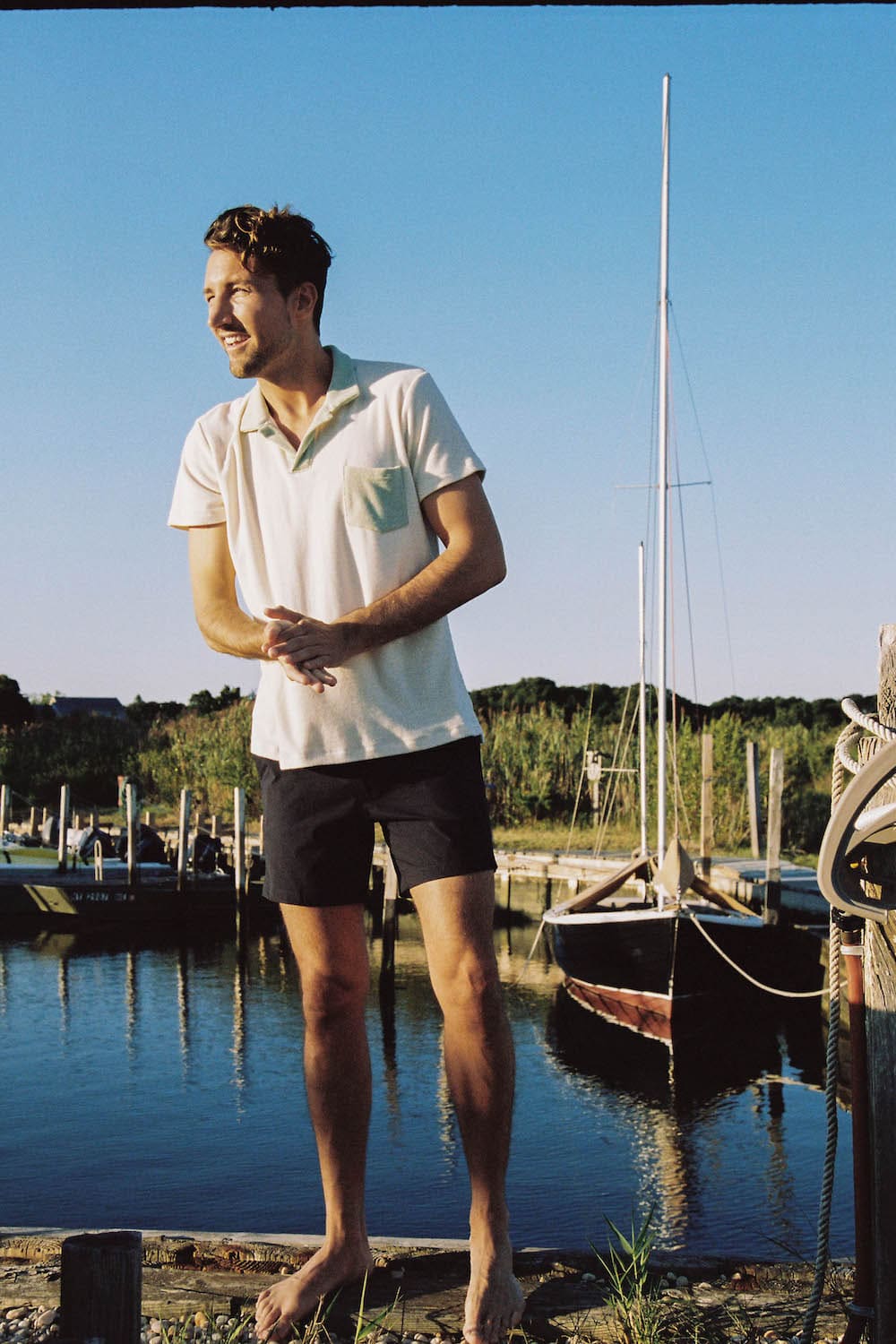 sun protective upf wyatt terry polo in natural aloe